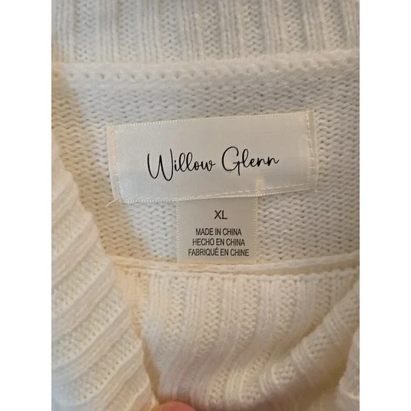 Willow Glenn Women's Cream Textured Cowl Neck Long Sleeve Sweater Dress XL - Picture 3 of 13